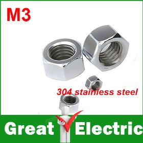 100pcs/lot DIN934 M3 Stainless Steel Hex Full Nuts Free Shipping #LM003