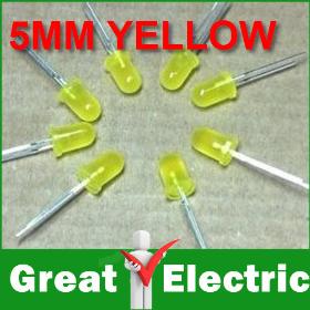 100PC/Lot 5mm YELLOW Color Led Light Emitting Diode Free Shipping SKU37012