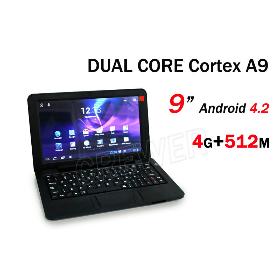 9" Inch Android 4.2 Russian Keyboard mini Laptop 512MB 4GB ROM Dual Core 1.5GHZ Netbook WIFI Camera NEW YEAR GIFT