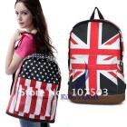2012 New Style Fashion Unisex Canvas Punk Shoulder Bag School Campus Bag Backpack UK US Flag Free Shipping 5691