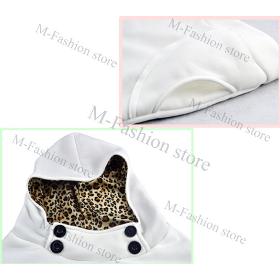 Free Shipping Womens Autumn Sweatshirts Hoodies Leopard Top Outerwear Parka Coats Black Four Size