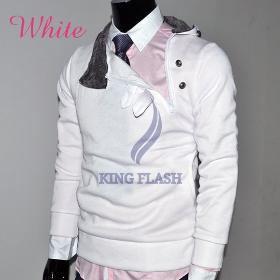 Ingyenes házhozszállítás 2012 Új érkezés ingyenes szállítás divat Férfi Slim gépekhez szerelt Kapucnis dzseki pulóver fehér