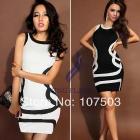 3pcs/lot 2014 New Summer Women Sexy Club Party Sleeveless Bodycon Mini Bandage Dress With G-string Black/Red/White 19678