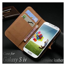 Genuine smooth leather case for samsung s4 i9500 smart multi case for i9500 with wallet card holder free screen protector