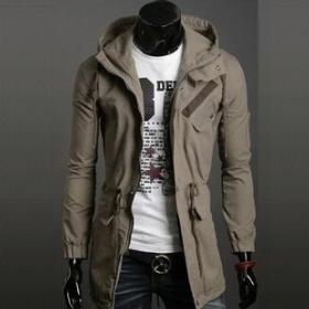 2013 winter Korean classic long hoodies men's casual fashion unique long sleeve jacket authentic special breakwind Free shipping