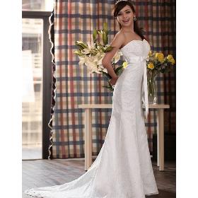Top quality guaranteed!2014 new bride Floor-Length Lace Wedding significantly thinner tail trailing wedding dress free shipping