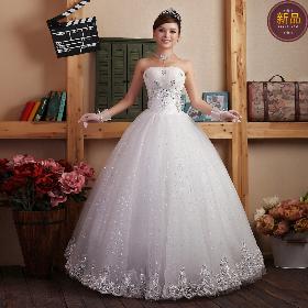 Dazzling new 2014 wedding gown of autumn and winter wedding bride dress neatly Korean slim Sweet Dress Free shipping