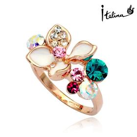 Italina Rigant Elegant Flower Geunie Austrian Ring Rings For women With Crystal Stellux Utopia Jewelry #RG95842