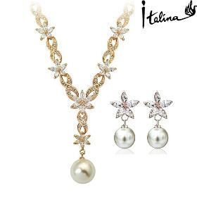 Italina 2014 Valentine's Day Gift Necklace&Earrings Jewelry Set With Crystal Stellux Zirconia Gift For Her #RA094S