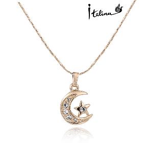 Italina Elegant Moon And Star Pendant Necklace With Crystal Stellux Wholesale Top Quality #RG70988