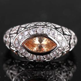 HOT Marquise Cut Morganite & White Topaz Silver Ring Size 7 R1-10371