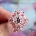 HOT OVAL CUT PINK & WHITE TOPAZ AMETHYST EDELSTEIN SILVER RING SIZE 9 R1-09324