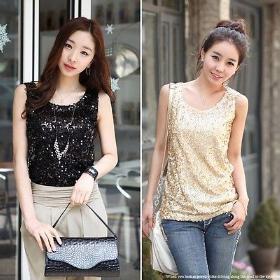 Womens Shining Vest Bling Sequin Tank Top Sleeveless T-Shirt