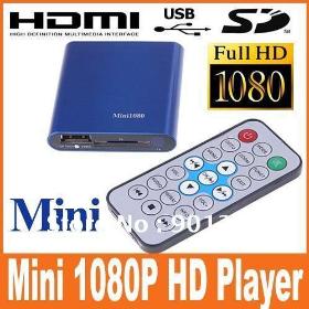 1080p Full HD Player Mini Multi- Media Player com suporte remoto de saída HDMI Controle USB / SD MKV / RM / RMVB Com embalagem varejo