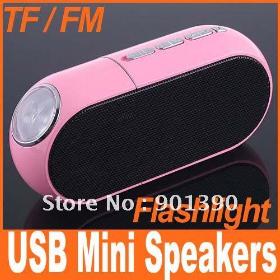 Mais novo portátil USB Mini Speakers Music Player com Rádio FM Lanterna Suporte TF , USB Driver , Frete Grátis