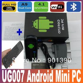 007 Android 4.1 Mini PC HDMI Dongle RK3066 1.6Ghz Dual core Bluetooth 2.1 WiFi 1GB 8GB with RC12 Fly air keyboard remote
