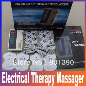 XFT502 Gold Hand Two Ways Low Frequency Massager TENS Units Stimulators 2WAY 4PADS Full Body Therapy Massager Free Shipping