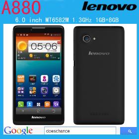  Lenovo A880 MT6582M Quad core 6.0inch big screen Android 4.2 Dual SIM card 1GB ROM 8GB 5MP Camera smart phone