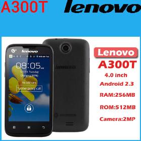 Original Lenovo A300T 4 palcový TFT Dual SIM telefon Android 2.3 WIFI 2.0MP kamera Rom 512 MB