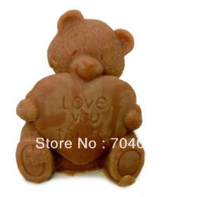 Free shipping, silicone handmade soap love bear chocolate cookie soap food mould mold