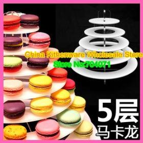 free shipping 1 set 5 tiers Clear Acrylic Macaron Stand Acrylic cake pop Stand macaron tower
