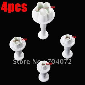free shipping Lowest price 4pcs Sugarcraft Plunger Cutter Clay Clays Cake decorating Tool blossom fondant plunger cutter