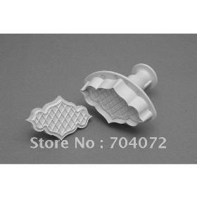 free shipping 2pcs/set 10sets cake decoration set Plaque Rose Spray & Plain Med sugarcraft plunger cutter