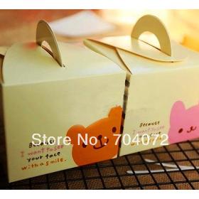 free shipping Set of 20 9.5x9.5x8cm Cute little bunny Bear moon cake gift box cake box cookie box