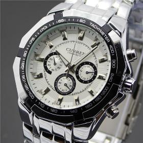 Hot Sale Stylish CURREN 8084 Sports Men Watch Stainless Steel White Adjustable Quartz Analog WristWatch Watches FreeShiping