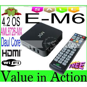 [Free Remote Control] E-M6 Android 4.2 OS Dual Core Mini PC AML8726-MX CPU TV Box 1GB 8GB ROM HDMI AV-out 4 USB 192080