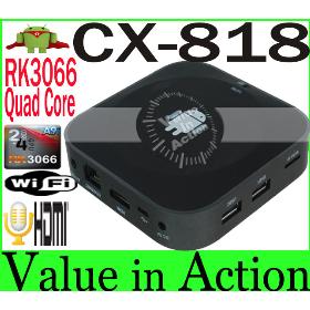 CX-818 Android 4.1.1 Mini PC TV BOX Dual Core Rockchip RK3066 1.6GHz 1GB 8GB ROM AV Out Built-in Microphone Black