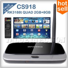 CS918 RK3188 quad core Android 4.2 Smart TV box receiver medieafspiller IPTV Bluetooth V4.0 Ekstern Wifi antenne Ethernet Port