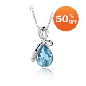 christmas gifts 5 colors Fashion crystal jewelry wholesale White Gold Plated Crystal Necklace pendant 1074-4