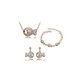 holiday sale 4133 18k gold Plated fish Austrian Crystal Jewelry Sets Fashion crystal Jewelry