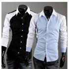 New men's Casual Luxury Stylish Slim Long Sleeve Shirts 3 sizes M L XL blue black free shipping