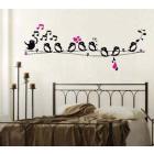 Cute Bird Singing on The Wire Music Notes Removable Wall Sticker Home Decor