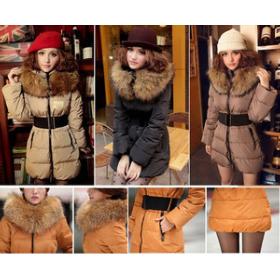 WIN27 New Women's Fur Collar Down Winter Warm Hoodie Jacket Slim Coat 5 Color