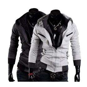 Free Shipping 2013 New hoody men jacket & coat hot sale sping fashion,black/dark gray/light gray M-XXL MWW013