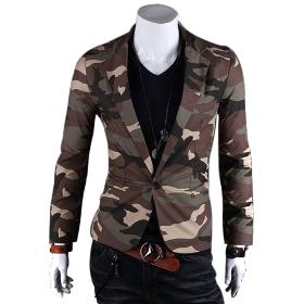 Free Shipping Men's Blazers,New Men's Fashion Camouflage Military Cotton Slim blazer Color:GrayArmy Green Size:M-XXL MWX007