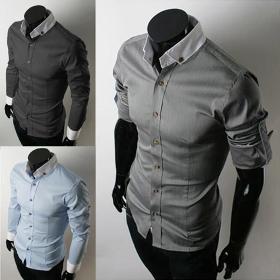 Free shipping, hot sale, men's casual slim solid shirt, collar pur color shirt men, drop shipping, MCL151