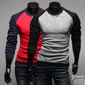 Free Shipping 2014 Fall New Fashion Men's Long Sleeve Splicing T-shirt Casual Wear For Men t shirt
