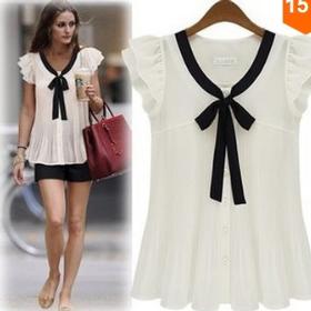 summer fashion shirts women's plus size chiffon shirt short-sleeve top women's blouse