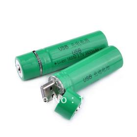 18650 3800mAh genopladelige Li -ion-batteri m / USB-interface -Grøn