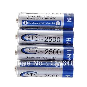 BTY 2500mAh Ni-MH Rechargeable AA Batteries (4-Pack)