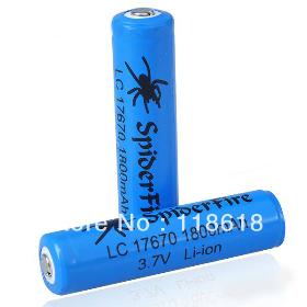 SpiderFire Protected 17670 3.7V 1800mAh Batteries (Pair)