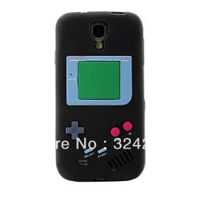 New Arrival Protective Game Pattern Silicone Back Case for Samsung I9500S4 - Black