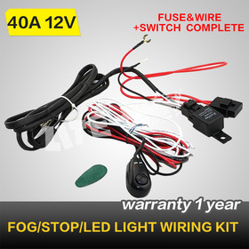 LED HID FOG Spot Work Kørelys Wiring Loom Kit Harness 12V 40A Switch Relæ