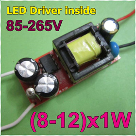 Free shipping+5pcs/lot (8-12)*1W LED driver 8W 9W 10W 12W lamp driver AC85-277V power transformer LED inside Driver for lamp DIY