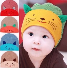 $3.9 New Cap Fashion Infant Hat Boys & Girls Skull Cat Hats Kids Hats Children Cotton Homies Animal Caps free shipping