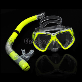 Nouveau fluorescence jaune équipement de plongée Masque de Plongée + Dry Snorkel Set Plongée en apnée vitesse Kit TK0868